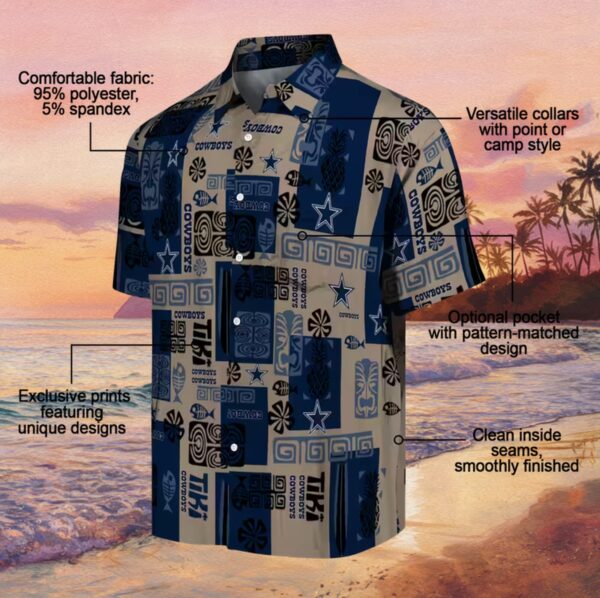 Dallas Cowboys Tribal Symbols Blue Hawaiian Shirt - Image 5