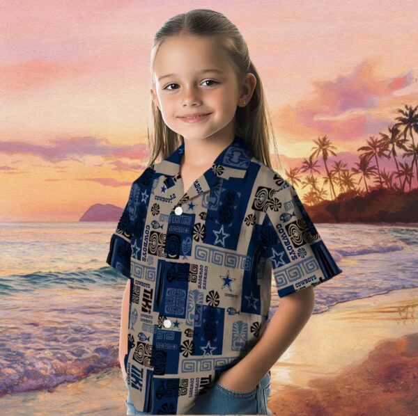 Dallas Cowboys Tribal Symbols Blue Hawaiian Shirt - Image 6