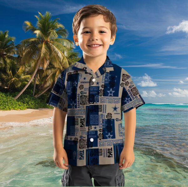 Dallas Cowboys Tribal Symbols Blue Hawaiian Shirt - Image 7