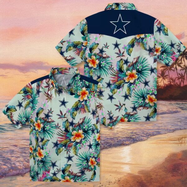Dallas Cowboys Tropical Foliage Green Hawaiian Shirt - Image 3