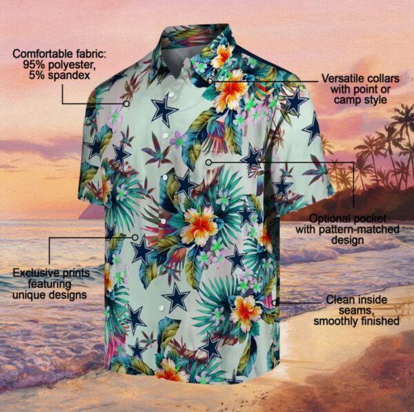 Dallas Cowboys Tropical Foliage Green Hawaiian Shirt - Image 5
