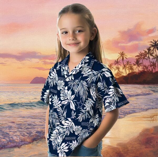 Dallas Cowboys Tropical Leaf Blue White Hawaiian Shirt - Image 6