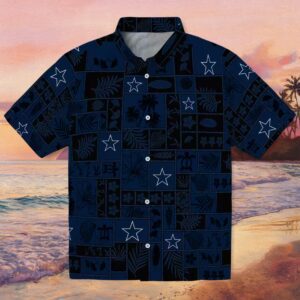 Dallas Cowboys Tropical Patchwork Blue Black Hawaiian Shirt