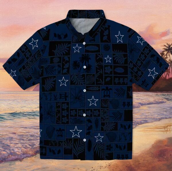 Dallas Cowboys Tropical Patchwork Blue Black Hawaiian Shirt