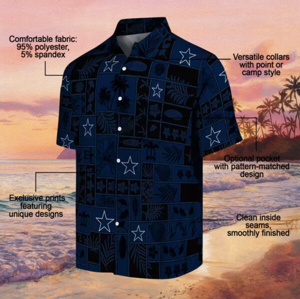 Dallas Cowboys Tropical Patchwork Blue Black Hawaiian Shirt - Image 5