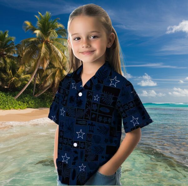 Dallas Cowboys Tropical Patchwork Blue Black Hawaiian Shirt - Image 6