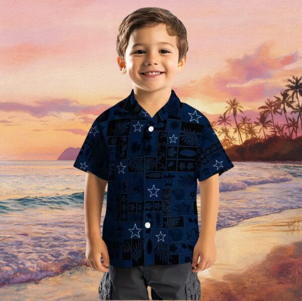 Dallas Cowboys Tropical Patchwork Blue Black Hawaiian Shirt - Image 7