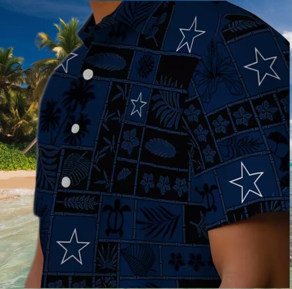 Dallas Cowboys Tropical Patchwork Blue Black Hawaiian Shirt - Image 8