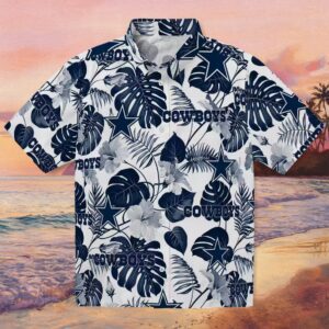 Dallas Cowboys Tropical Plants Blue White Hawaiian Shirt