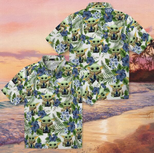 Dallas Cowboys Tropical Yoda Green Hawaiian Shirt - Image 3