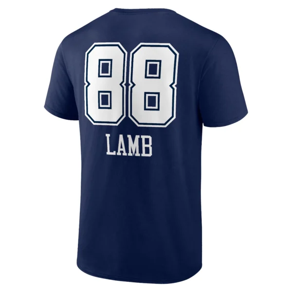 Men's CeeDee Lamb Navy Dallas Cowboys Team Wordmark Player Name & Number T-Shirt - Image 2