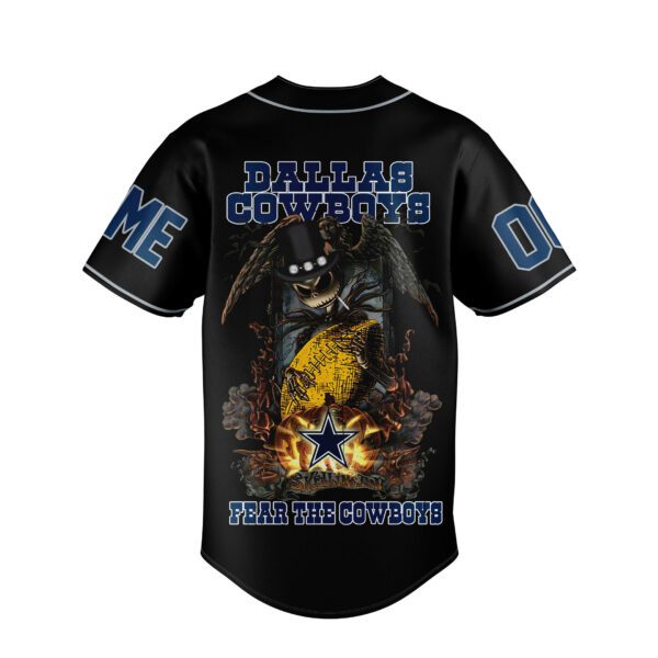 Personalized Cowboys Jack Skellington Halloween Baseball Jersey - Image 2
