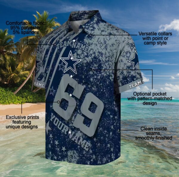 Personalized Dallas Cowboys Star Stripes Blue Hawaiian Shirt - Image 4
